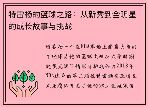 特雷杨的篮球之路：从新秀到全明星的成长故事与挑战